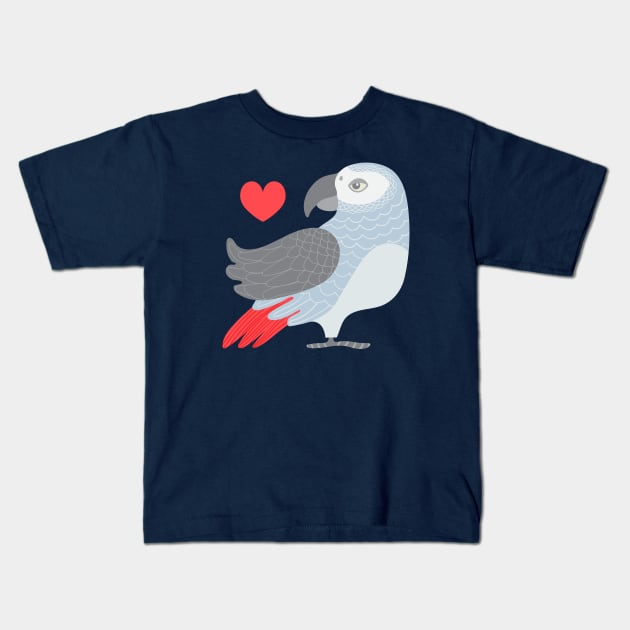 PARROT LOVE Tropical Bird with Heart - UnBlink Studio by Jackie Tahara Kids T-Shirt by UnBlink Studio by Jackie Tahara